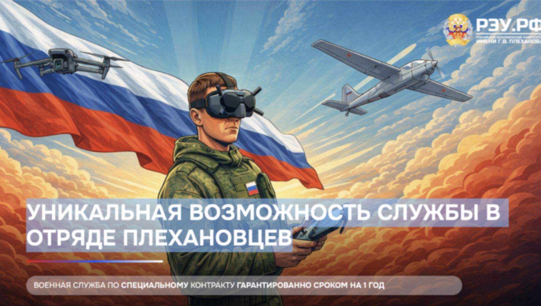 Реклама службы в беспилотных войсках на сайте РЭУ Плеханова