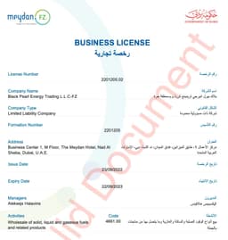 Black Pearl in the Dubai company register