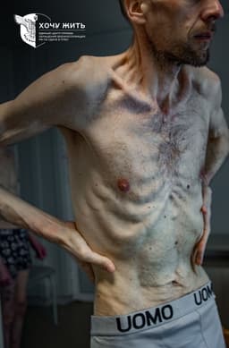 Истощенный работник ЧАЭС Роман Горилык после возвращения из российского плена