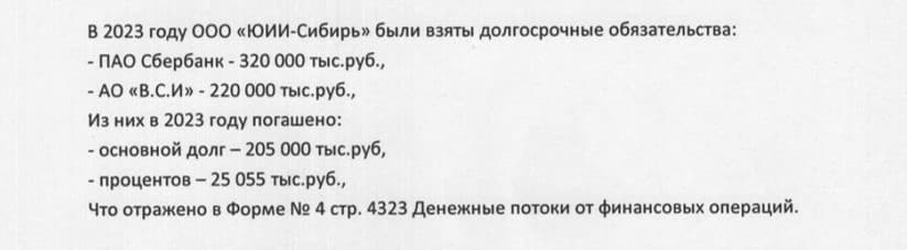 Скриншот из пояснений к бухгалтерской отчетности компании