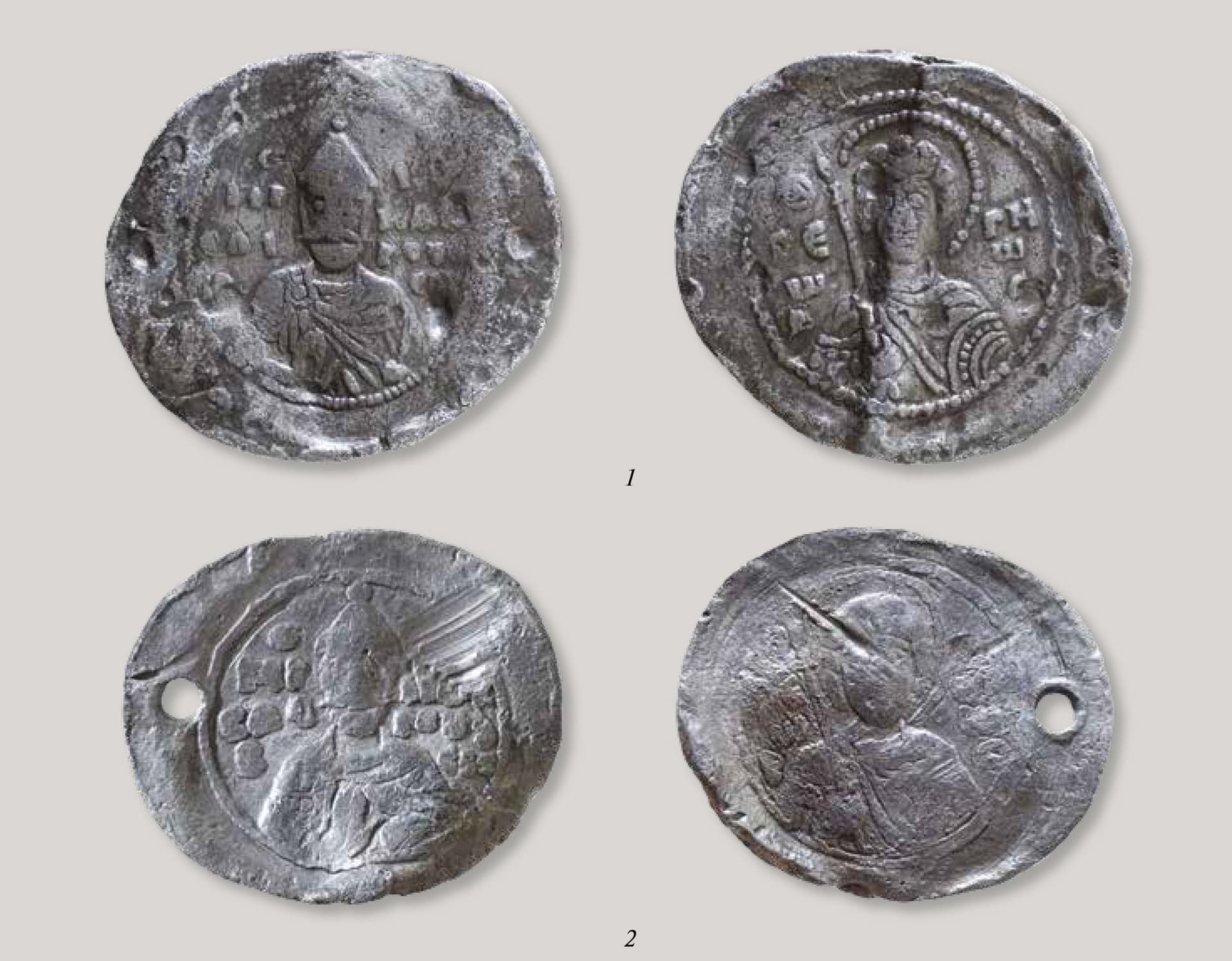 Более поздние печати князя Ярослава Мудрого. Сверху: находка 1994 года, Великий Новгород. Снизу: находка 2008 года, Киевская область