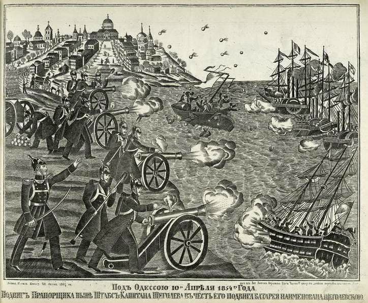 Лубок, изображающий отражение английской атаки на Одессу