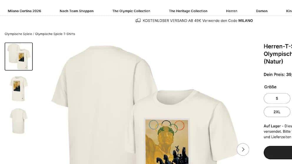 В олимпийском магазине продавали футболку с символикой Игр 1936 года в нацистской Германии — после критики товар исчез