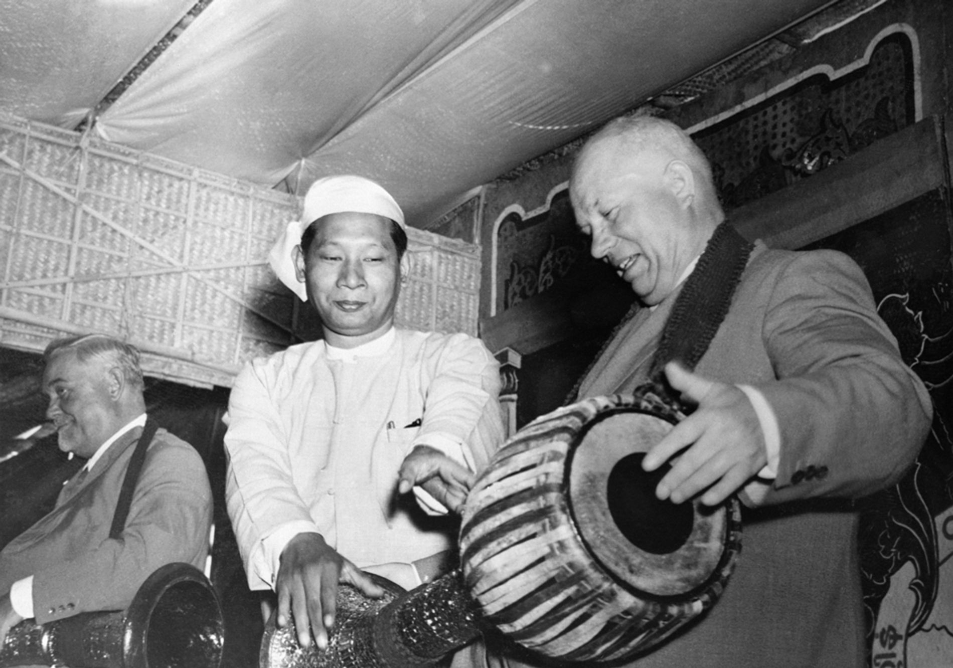 Nikita Khrushchev during his visit to Burma (Myanmar)  