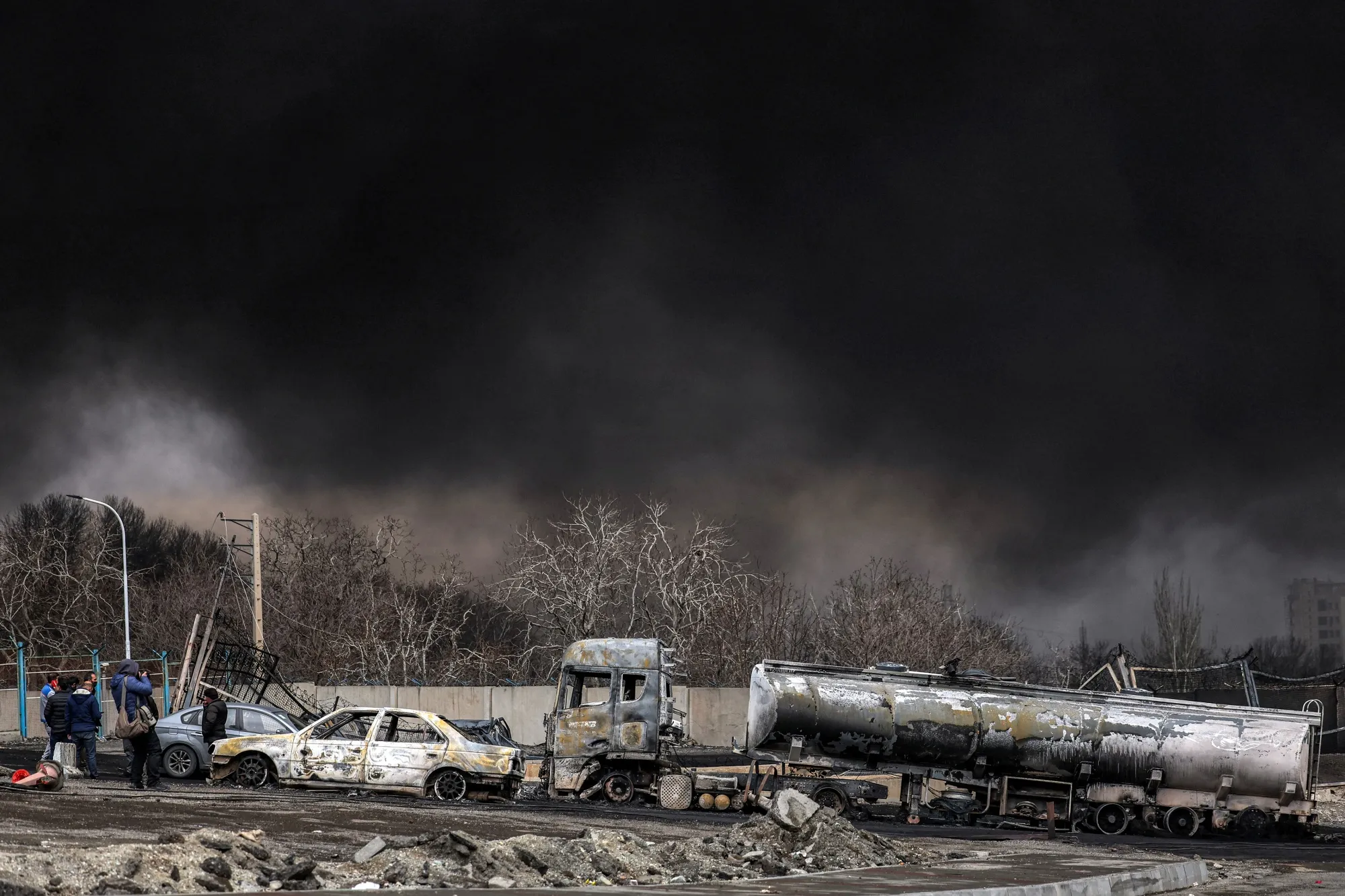 Aftermath of strikes on the oil refinery in Tehran. Photo: AFP